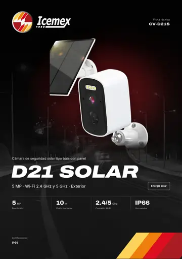 Portada de la ficha técnica de Cámara Solar D21 (CV-D21S)