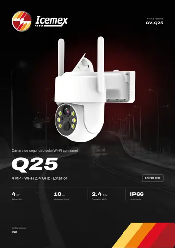 Portada de la ficha técnica de Cámara Solar Q25 (CV-Q25)
