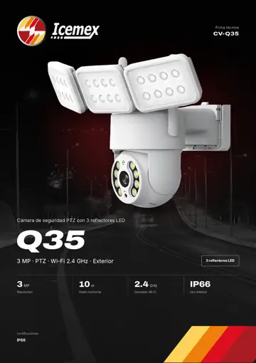 Portada de la ficha técnica de Cámara PTZ Q35 con reflectores LED (CV-Q35)