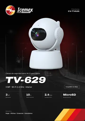 Portada de la ficha técnica de Cámara TV-629 para interior (CV-TV629)