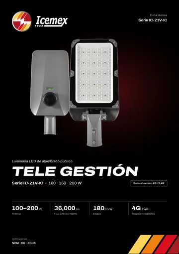 Portada de la ficha técnica de Luminaria LED Tele Gestión 100-200W (IC-21V-IC)