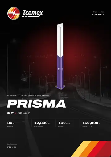 Portada de la ficha técnica de Columna Prisma 80W (IC-PR80)