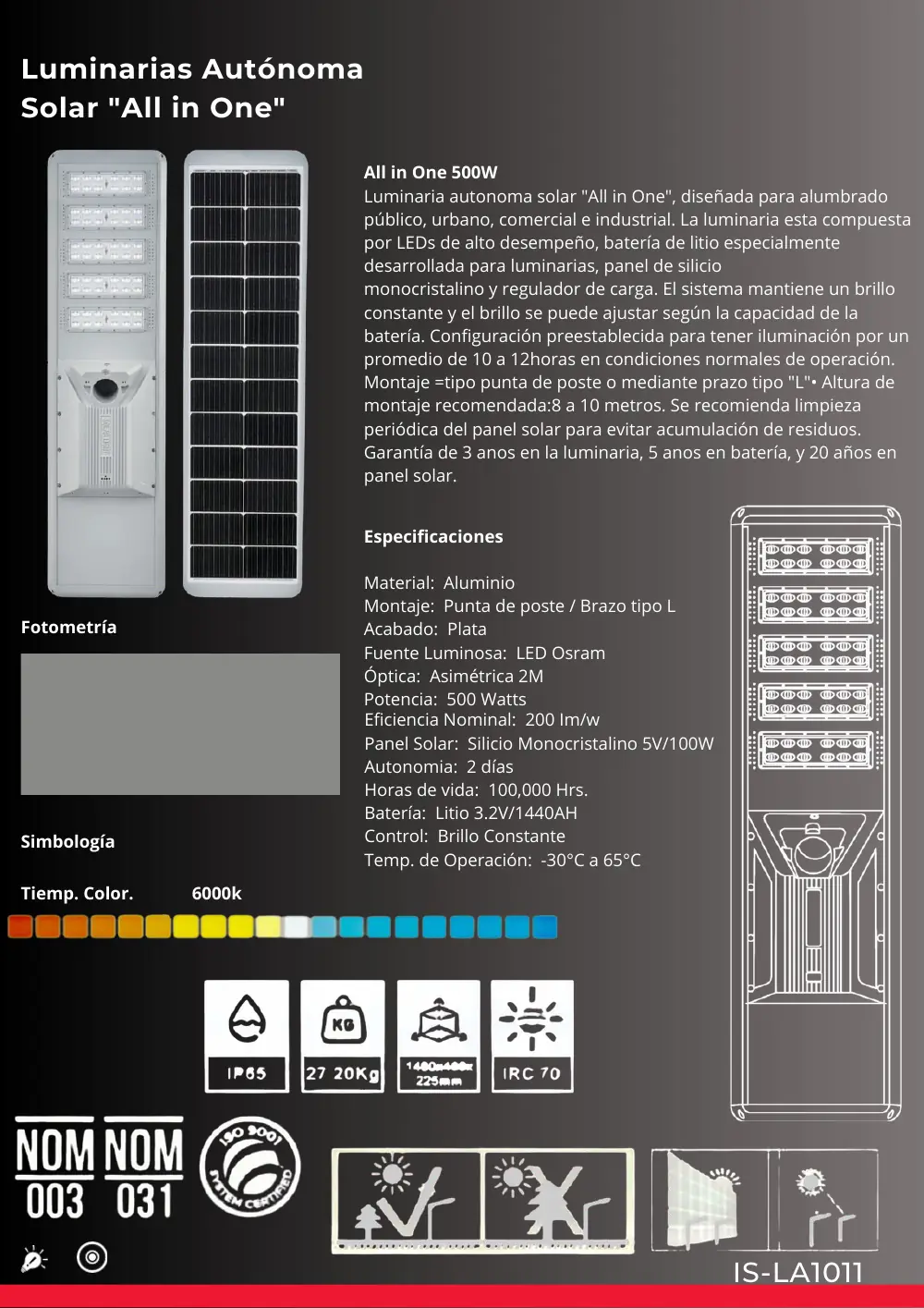 Ficha técnica de All in One 500W II (IS-LA1011), Catálogo ICEMEX 2026