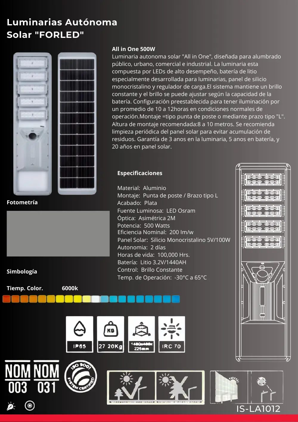 Ficha técnica de All in One 500W III (IS-LA1012), Catálogo ICEMEX 2026
