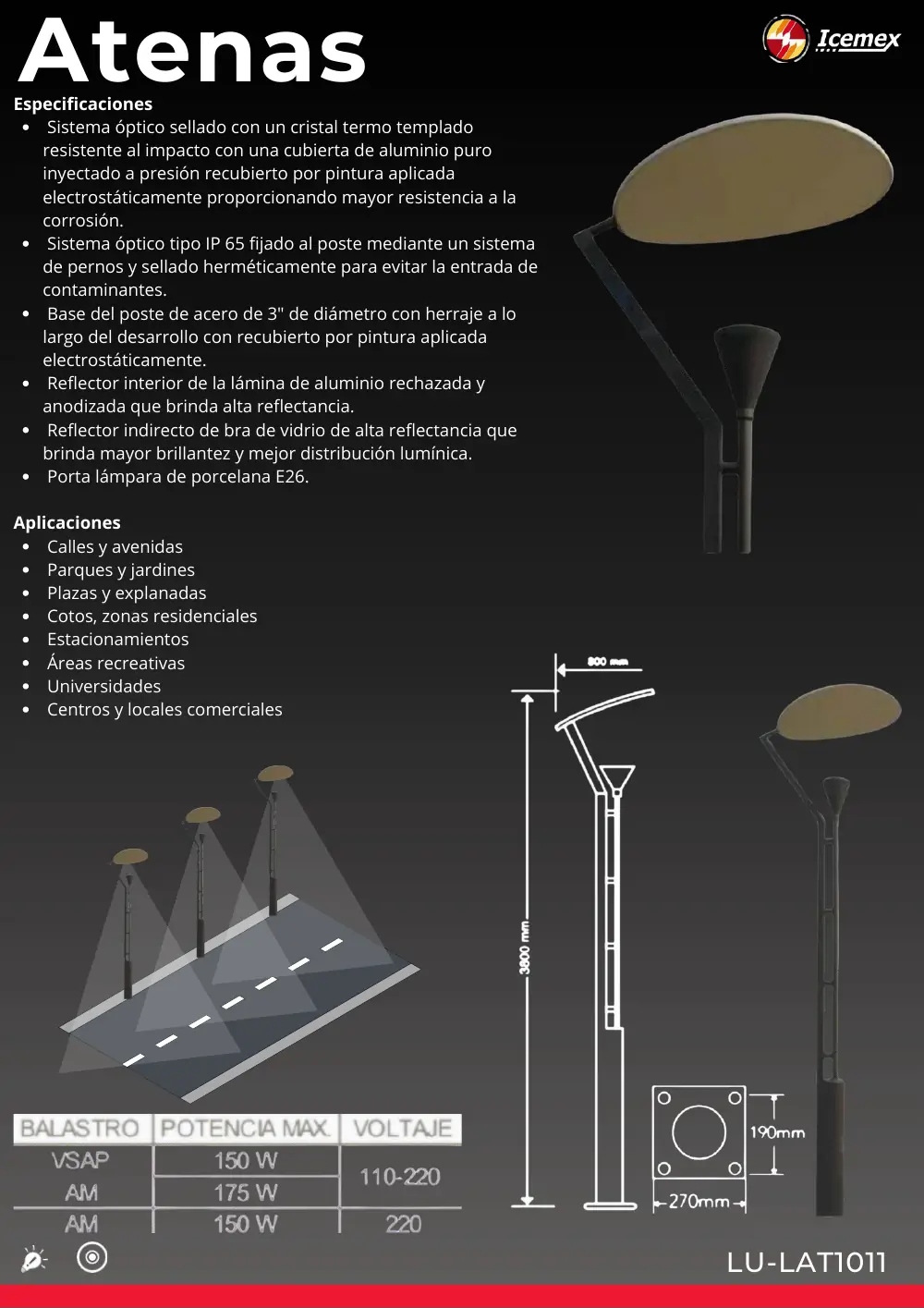Ficha técnica de Atenas (LU-LAT1011), Catálogo ICEMEX 2026