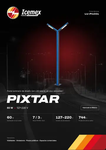 Portada de la ficha técnica de Poste Pixtar 60W (LU-PI1001)